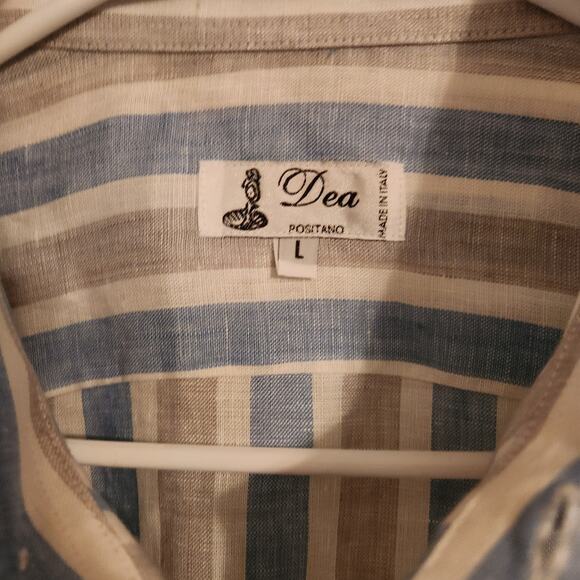 Dea POSITANO size large 100% linen rustic tone shirt made in Italy EXCELLENT CON - Picture 2 of 3